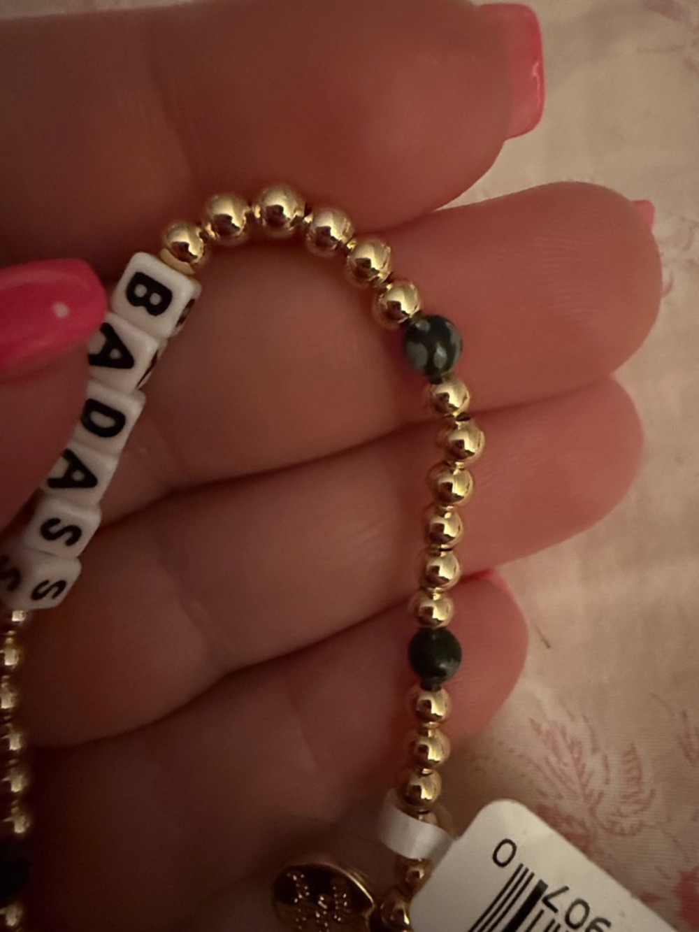 Gold Beaded ‘Badass’ Bracelet - Picture 3 of 3